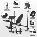 ISE Banc de Musculation Complet, Pliable Complet avec Support d'Haltères, Homme Coussin&Dossier Inclinable/Hauteur Réglable, Curl Leg Extension, SY-5024 image 1