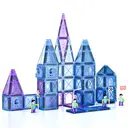 Tokky 128-Piece Magnetic Tiles Ice Kingdom Theme Ice Crystal Blue Translucent Castle Building Set Strong Magnetic Structure STEAM Enlightenment ABS Safe Material Color Box Packaging G013 image 5