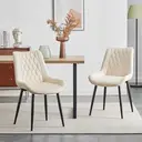 CLIPOP Dining Chairs Set of 2 Velvet Kitchen Chairs with Metal Legs Padded Counter Leisure Reception Chair for Dining Room Living Room Bedroom 0398 cream 47*45*88.5cm image 1
