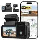 WOLFBOX Caméra embarquée 3 canaux pour voiture, caméra avant 4K + caméra intérieure 1080P + caméra arrière 2,5K, Wi-Fi 5,8 GHz et GPS, écran tactile, commande vocale image 0