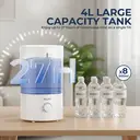 ROUNY Ultrasonic Air Humidifier MOS W3, 4L Top Fill Tank, 23W, 350ml/h Mist Output, 360° Cool Mist, ≤38dB Quiet Operation, Silver Ion Sterilization for Bedroom and Office image 1