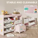 AIYAPLAY Kids Toy Storage Unit, Children Toy Box Organiser with 11 Fabric Bins, Cabinet, Top Shelves, 3 Stickers, Kids Storage Unit Bookshelf for Nursery, Playroom, Kindergarten, Pink image 8