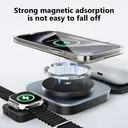 Rexsun 3 in 1 Foldable Magnetic Wireless Charger for MagSafe, Travel Fast Charging Station Stand for iPhone 16/15/14/13/12 Series, AirPods Pro/4/3/2 & Apple Watch, T11, Black image 7