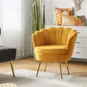 Fauteuil en Velours HULALA HOME avec Dossier Épais, Design Moderne et Pieds Dorés, Idéal pour le Salon et la Chambre, Jaune image 1