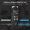 Rexsun L357 Enregistreur vocal avec réduction du bruit en aluminium, 128 Go image 1