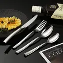 FangYuan Set de 4 couverts en acier inoxydable texturé compatible lave-vaisselle - Argent image 7