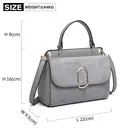 Miss Lulu Suede PU Leather Shoulder Bag, Top Handle Crossbody Purse, Elegant Saddle Handbag for Work Wedding Evening Daily grey image 4