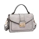 Miss Lulu Leather Look Midi Cross Body Bag for Women, Shoulder Handbag with Adjustable Strap, Elegant Wedding Guest Purse grey image 1