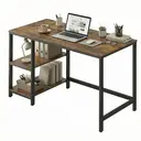 Ochama Bureau de travail, Bureau informatique, 120 x 60 x 76 cm, Table industrielle pour étude, Marron et noir image 1