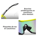 Revoray X3 Lunettes de soleil de cyclisme avec verre monobloc en PC haute définition et antichoc, monture légère en TR90, protection UV400, et design aérodynamique - Vert image 6