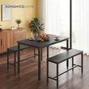 Ochama x SONGMICS Dining Table with 2 Benches, Set of 3, Kitchen Table, 2 Dining Room Benches, Steel Frame, Ash Black and Ink Black image 4