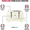 Haden Highclere Retro 4 Slice Toaster, Cord Storage, Coated Stainless Steel, Cream - 197252 image 1