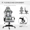 Vinsetto Gaming Chair, Computer Desk Chair with Lumbar Support, Faux Leather Racing Chair with Headrest and Swivel Wheels for Home Office, Grey White image 5