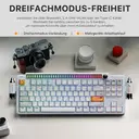KEYSME Lunar 01 80% Tri-Mode mechanische Tastatur, US-Layout (QWERTY), Gasket-Mount mit Rhythm Light, Hot-Swap-Switches, programmierbarer Drehregler, PBT-Keycaps & 4000‑mAh‑Akku, weiß image 6