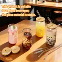 Alphynix 1pc 2026 Year of the Horse Glass Tumbler, 500ml Clear Cup with Golden "馬" Character and 2026 Date Mark, Handcrafted Brewing Theme Design, Includes Bamboo Lid & Glass Straw, Chinese New Year Gift image 2