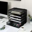 Senhoglb Organisateur de bureau format A4 en maille à 5 niveaux avec tiroir - Noir image 7