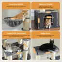 PAWZ Road Arbre à chats de plusieurs étages avec hamac, niche, paniers griffoir et 13 poteaux en sisal de 11 cm de diamètre, beige - 170 cm image 3