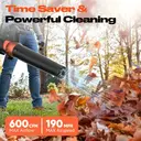 FLORA GUARD Souffleur de feuilles sans fil avec 2 batteries de 4000 mAh et chargeur – 600 CFM / 190 MPH, moteur sans balais, 6 vitesses, léger, compatible avec Dewalt 20V Max image 1