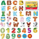 Wooden Alphabet & Number Magnets - Large Size Animal-Themed ABC 26 Uppercase Letters & 0-9 Numbers Set for Toddlers image 0