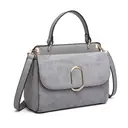Miss Lulu Suede PU Leather Shoulder Bag, Top Handle Crossbody Purse, Elegant Saddle Handbag for Work Wedding Evening Daily grey image 1