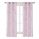 Deconovo Lot de 2 rideaux occultants avec motif argenté à petits carreaux, L 107 x H 160 cm - Rose image 3