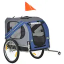 PawHut Folding Dog Bike Trailer Pet Cart Carrier for Bicycle Travel with Hitch Coupler in Steel Frame Blue image 0
