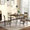 HOMCOM Table de salle à manger pliante table de cuisine extensible avec 2 rabats style industriel rectangulaire pour petit espace, table à abattant pour 2-4 personnes, marron rustique image 6