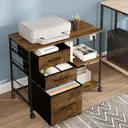 WOLTU Mobiler Aktenschrank, Metallaufbewahrung mit Rollen, Steckdosen und USB-Anschlüsse, 3-Schubladen-Organizer für Büro und Zuhause, 80x40x66 cm, ASK07hov image 1