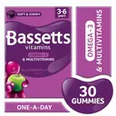 Bassetts Kids Omega-3 + Multivitamin Daily Wellness Support Gummies Ages 3-6 Blackcurrant & Apple Flavour - 30 Gummies image 1