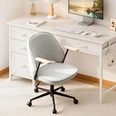 CLIPOP Home Office Chair Fabric, Ergonomic Computer Desk Chair, Swivel Chairs with Arms and Wheels, Padded Cushion Seat & Back Support for Study, Work Modern 0700 light grey single 61*63.5*95 cm image 6