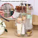 Vilscijon Drehbarer transparenter Make-up-Pinselhalter, Schminktisch-Lippenstift- & Kosmetik-Organizer mit großer Kapazität, Transparentes drehbares Aufbewahrungsregal für Augenbrauenstifte image 1