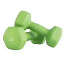 JOYFURNOSLot de 2 haltères, Poids en néoprène 2 x 2 kg, Hexagonaux, Pour entraînement à domicile et remise en forme, Vert image 0