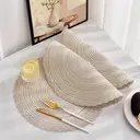 Lot de 6 sets de table ronds tressés en patchwork de polyester à trois brins 38 cm - Beige image 1