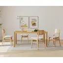 chairus Rattan Dining Chairs Set of 2 Kitchen Side Chairs with Wood Legs for Dining Room, PU Leather White image 5