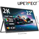 UPERFECT 22" 2K Portable Monitor with 2560 x 1440 QHD IPS 180° Adjustable Stand USB-C Mini HDTV Double Speaker for Laptop PC PS4/5 Switch/Xbo, VESA Compatible image 8