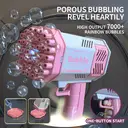 Children's 40-Hole Outdoor Toy Foam Maker with Lights and Bubble Machine - Pink and White image 0