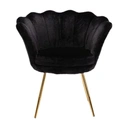 CHAIRUS Chaise d'appoint en velours en forme de pétale avec pieds dorés - Noir image 0