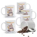 Alphynix 1pc 11oz White Mug with "TECHNICALLY ALCOHOL IS A SOLUTION" Chemistry Pun & Tuxedo Cat Illustration, Scientific Humor Christmas or Thanksgiving Gift image 0