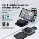 Rexsun 3 in 1 Foldable Magnetic Wireless Charger for MagSafe, Travel Fast Charging Station Stand for iPhone 16/15/14/13/12 Series, AirPods Pro/4/3/2 & Apple Watch, T11, Black image 8