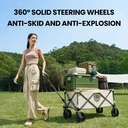 ochama Collapsible Compact Camping Wagon 127L Blue, 200kg Load Capacity, 250L Stackable Capacity, Dual Brake 360° Swivel Wheels, Space-Saving Storage, Heavy-Duty Spray-Painted Steel Tubes, Perfect for Camping, Picnics, Vending, Shopping, Grocery Runs & Moving image 3