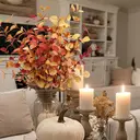 Yuejia 3Pcs 27.5in/70cmArtificial Eucalyptus Stems Fall Decorations with Fall Eucalyptus Leaves Autumn Decorations for Office and Home Artificial Plants for Floral Arrangement image 6