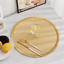 Lot de 6 sets de table tressés en fil brillant PP 38 cm - Beige/Doré image 4