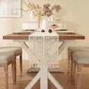 Chemin de Table et Sets de Table Bohème en Crochet 5pcs, Style Maison de Campagne Macramé Vintage pour Cuisine, Salle à Manger, Buffet ou Commode – Motif Losange Rayé 12x72 pouces*1 + 12.5x16.5 pouces*4 image 2