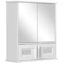kleankin Bathroom Mirror Cabinet, Wall Mounted Storage Cupboard with Double Doors and Adjustable Shelf, Bathroom Organizer, White image 0