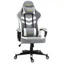 Vinsetto Gaming Chair, Computer Desk Chair with Lumbar Support, Faux Leather Racing Chair with Headrest and Swivel Wheels for Home Office, Grey White image 0