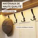 HaluPeit Portemanteau avec banc, portemanteau avec éclairage LED, tringle à vêtements, étagères réglables, 15 compartiments ouverts, 7 crochets, pour les couloirs, 40,3 x 120 x 191 cm, blanc et marron image 6