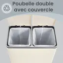 JOYFURNOS Poubelle double à pédale, 2 seaux amovibles, couvercle à fermeture douce, pour cuisine, poignées, seaux intérieurs crème, fermeture douce, crème image 5
