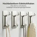 JORDAN&JUDY No-Drill Strong Adhesive Hooks, 6-Pack, Stainless Steel, Damage-Free, Over-Door Storage, Silver image 1