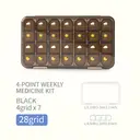 JORDAN&JUDY Portable Sealed Weekly Pill Organizer Large Capacity Pill Dispenser Pill Storage Box 28 Compartments-Brown image 5