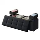 Ochama x SONGMICS Storage Ottoman, Foldable Velvet Storage Bench, 2 Extra Storage Boxes, 38 x 110 x 38 cm, for Hallway, Living Room, Bedroom, Black image 1